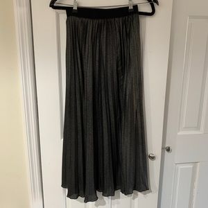 Midi Silver Pleated Skirt